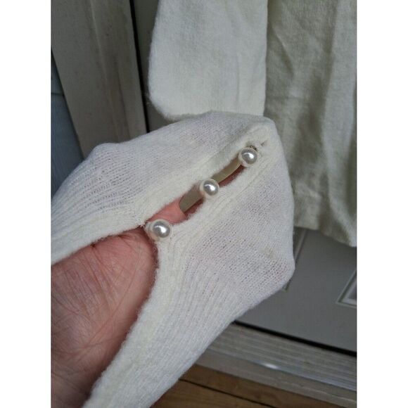 Rachel Parcell Sweater Scalloped Crewneck Small Ivory Cloud Nordstrom NWT - Picture 7 of 8